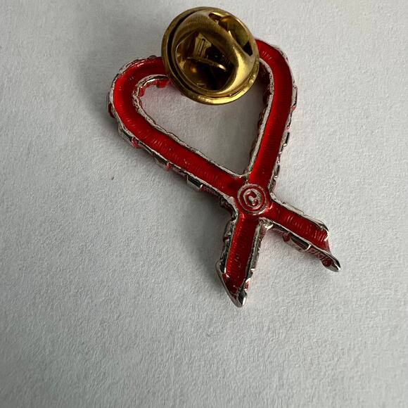Vintage Candy Cane Heart Pin - Picture 6 of 6